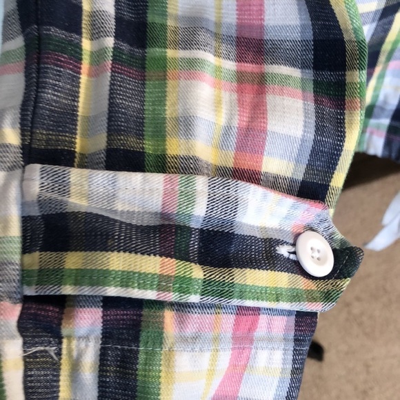 Medrona Lightweight Denim Multi Color Plaid Pullover Windbreaker Top Size Large - Picture 8 of 15